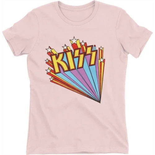 Kiss Womens/Ladies Stars T-Shirt-- Zippered Front Buttoned Front Snap Front