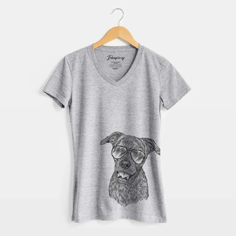 Aviator Kirby the Mountain Cur Mix - Women's V-neck Shirt-- Modern Contemporary Chic