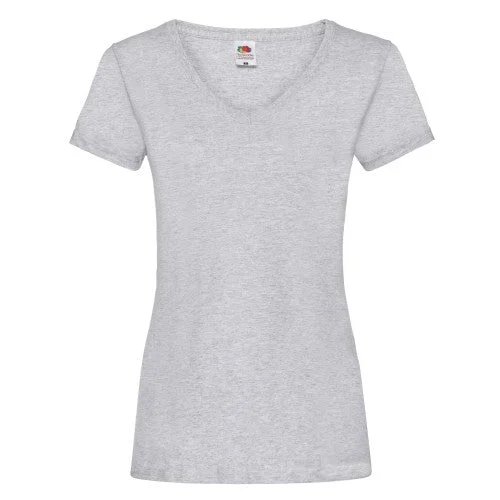 Fruit of the Loom Womens/Ladies Heather V Neck Lady Fit T-Shirt-- Satin Blend Silk Blend Wool Blend