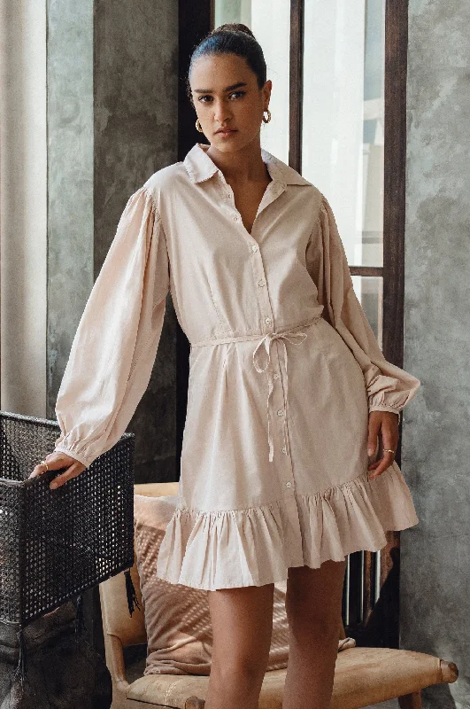 Malina Button Down Cotton Mini Dress by ELF Trendy Floral Mini Dress