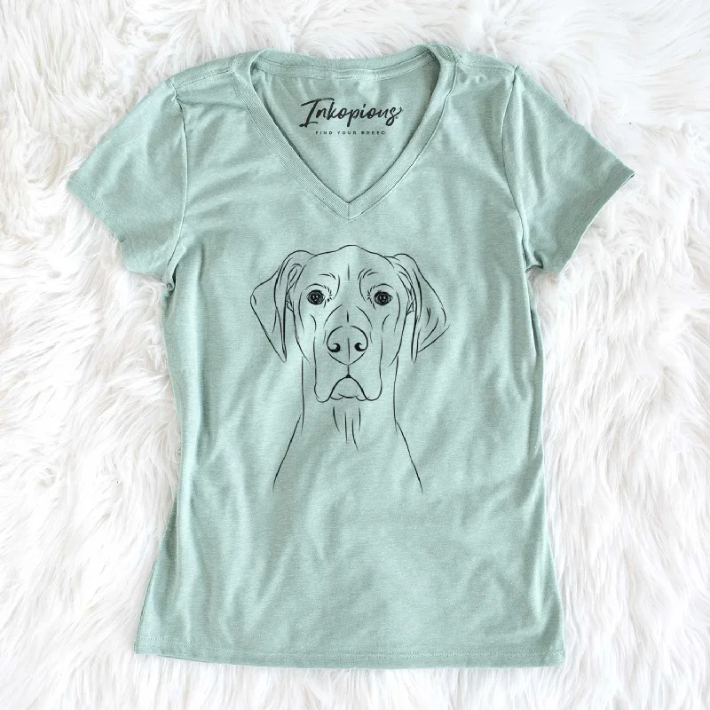Bare Maddox the Great Dane - Women's V-neck Shirt-- Chenille Brocade Lace