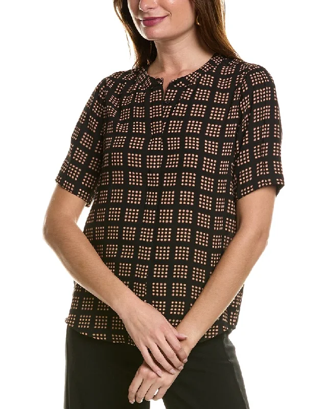 T Tahari Mandarin Collar Blouse Office Formal Blouse