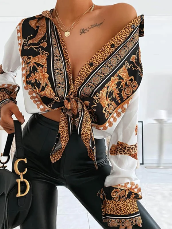 Royal Scarf Blouse Floral Print Blouse