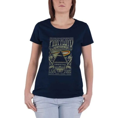 Pink Floyd Womens/Ladies Carnegie Hall Poster Cotton T-Shirt-- Zippered Front Buttoned Front Snap Front