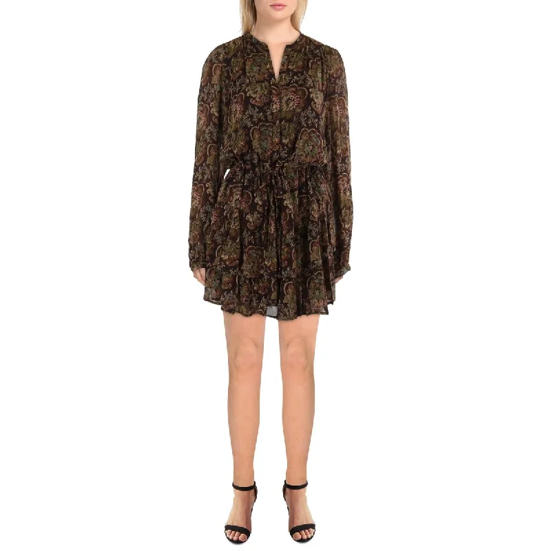 Elias Womens Silk Printed Mini Dress Elegant Lace Mini Dress