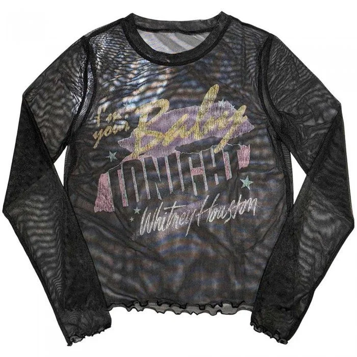 Whitney Houston Womens/Ladies I´m Your Baby Mesh Long-Sleeved T-Shirt-- Layered Multi-layer Single Layer