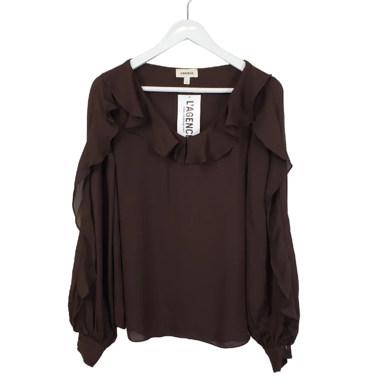 NWT L'Agence Silk Ruffle Trim Blouse Size Small Romantic Lace Blouse