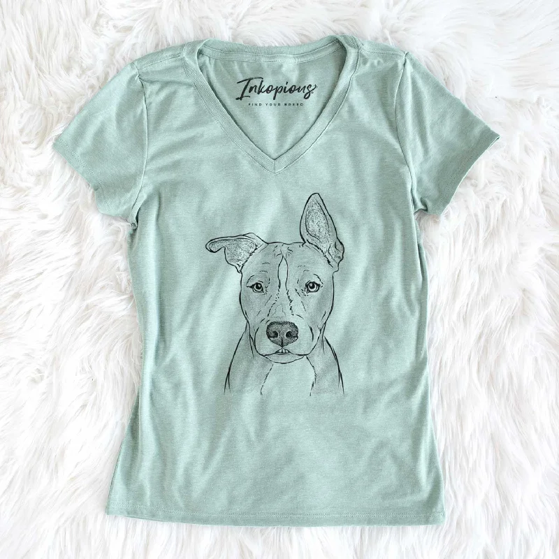 Bare Kisses the Pitbull - Women's V-neck Shirt-- Boxy Fit Fitted Loose