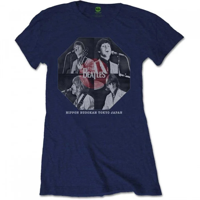 The Beatles Womens/Ladies Budokan Octagon T-Shirt-- Notch Collar Peter Pan Collar Cowl Neck The Beatles Womens/Ladies Budokan Octagon T-Shirt-- Notch Collar Peter Pan Collar Cowl Neck