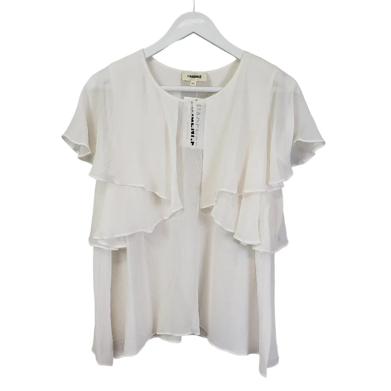 NWT L'Agence Silk Ruffle Shoulder Blouse Size Small Smart Business Blouse