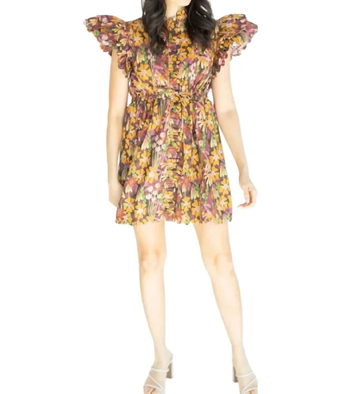 Beau Mini Dress In Multi Color Stylish Short-Sleeve Mini Dress