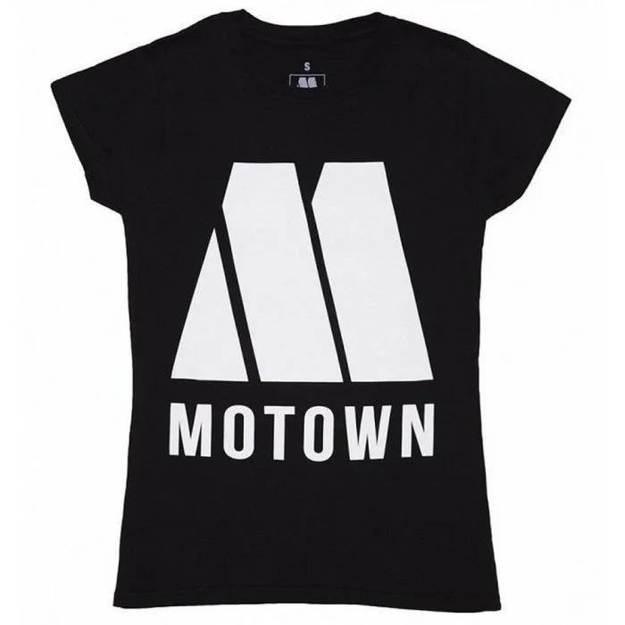 Motown Records Womens/Ladies M Cotton Logo T-Shirt-- Hooded Caped Shawl Collar