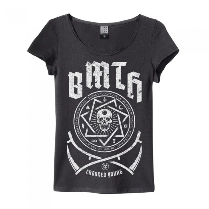 Bring Me The Horizon Womens/Ladies Crooked Young Burnout T-Shirt-- Nylon Fabric Polyester Fabric Spandex Fabric
