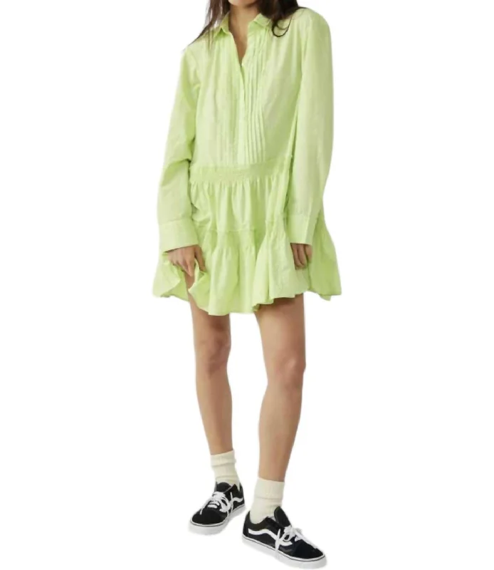 Billie Mini Dress In Lime Glow Trendy Lace Mini Dress