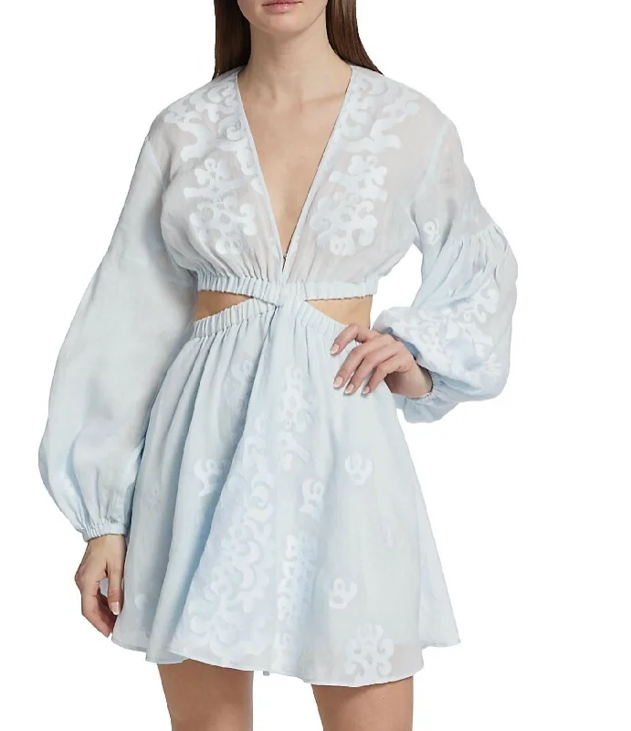 Cut Out Irene Mini Dress In Light Blue Chic Halter Mini Dress