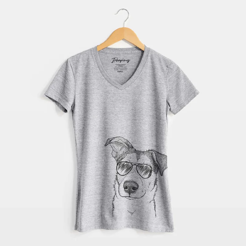 Aviator Leia the Mixed Breed - Women's V-neck Shirt-- Satin Blend Silk Blend Wool Blend