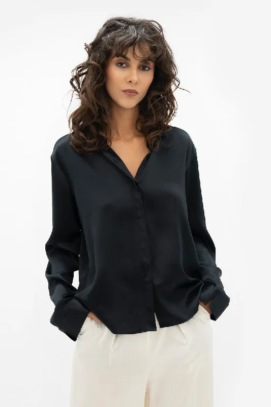 Kobe  - Blouse - Black Delicate Pleat Blouse
