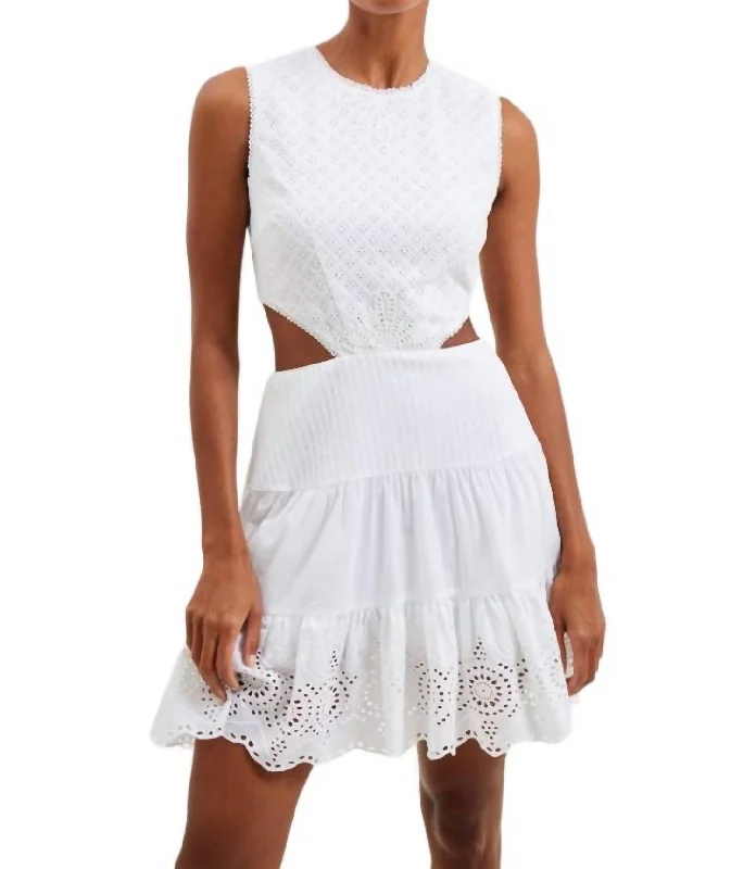 Esse Cotton Mini Dress In White Trendy Mesh Mini Dress