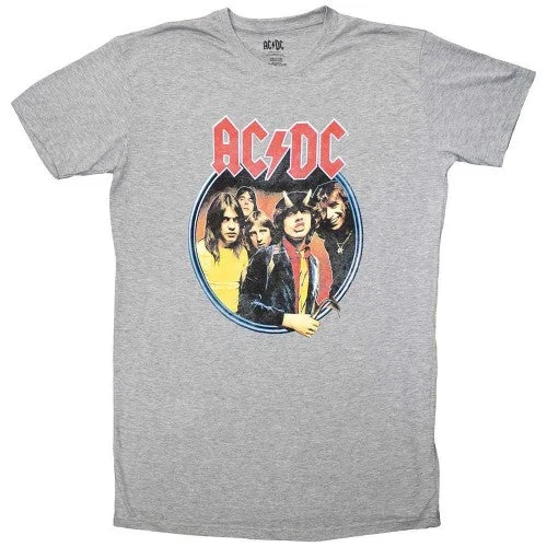 AC/DC Womens/Ladies Highway To Hell Circle T-Shirt-- Collared T-Shirt Boat Neck A-Line