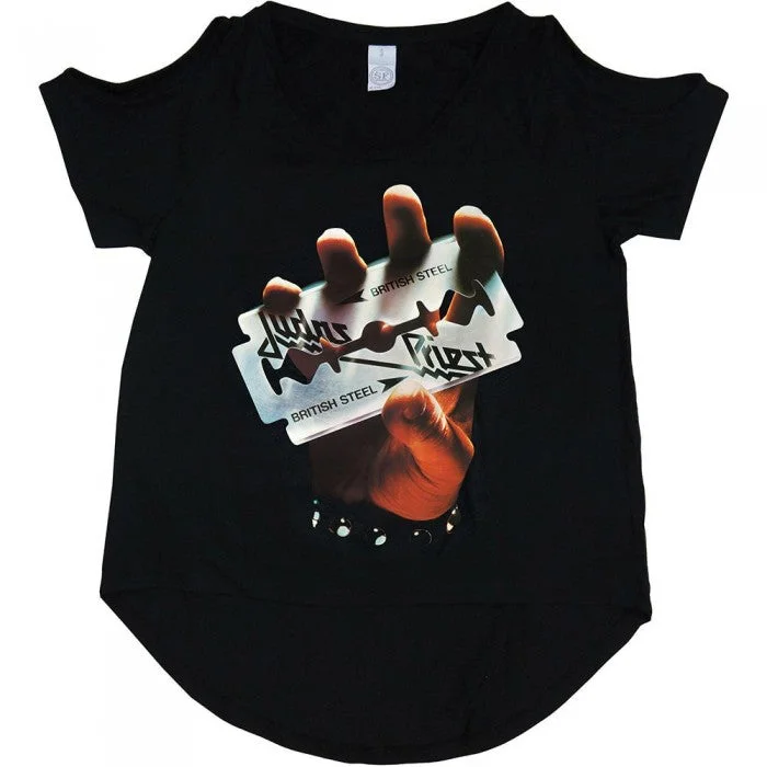 Judas Priest Womens/Ladies British Steel Cut Out T-Shirt-- Cozy Warm Stylish