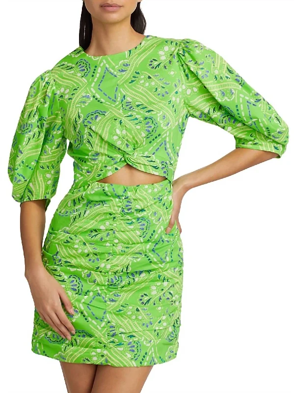 Isla Mini Dress In Lime Diamond Stitch Trendy Camisole Mini Dress