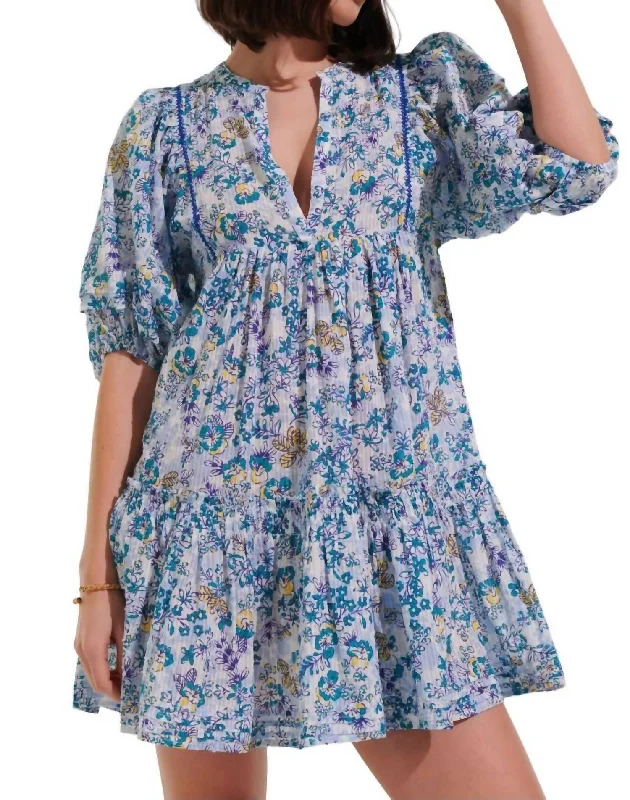 Aria Mini Dress In Blue Sweet Liberty Chic Sleeveless Mini Dress