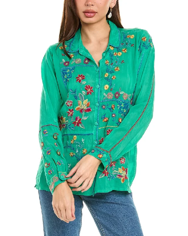 Johnny Was Zodea Blouse Sheer Sleeve Blouse
