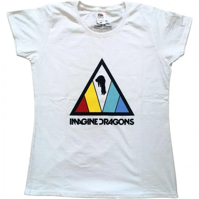 Imagine Dragons Womens/Ladies Triangle Logo T-Shirt-- Graphic T-Shirt Round Neck Polyester