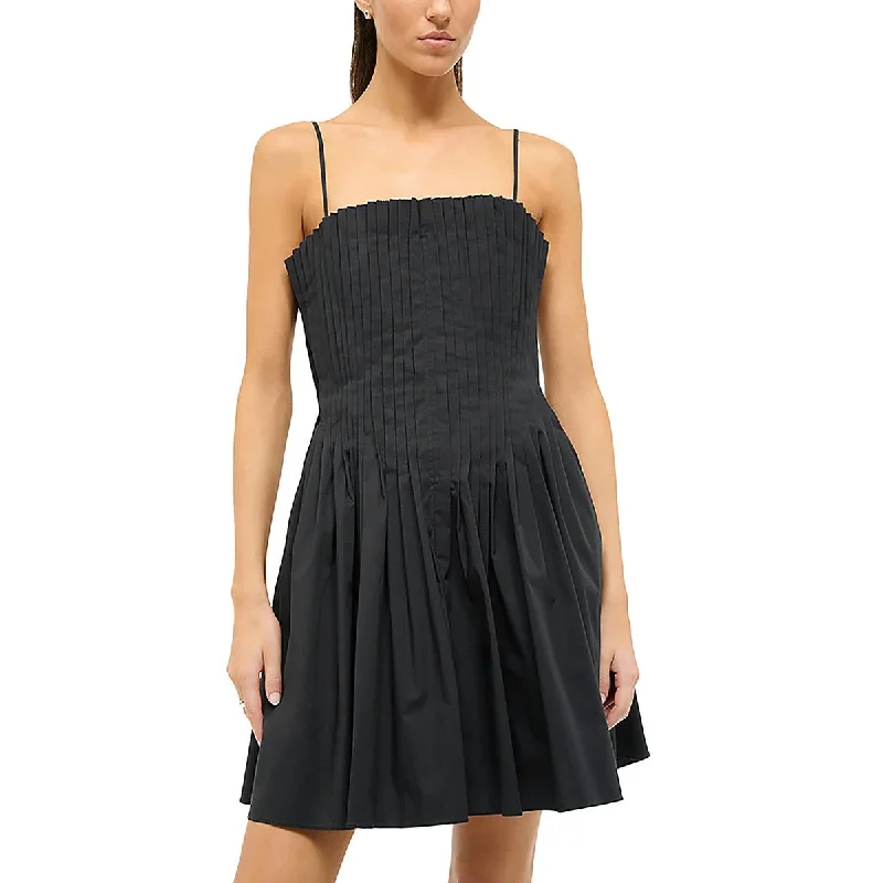 Womens Pleated Tiered Mini Dress Chic Pleated Mini Dress