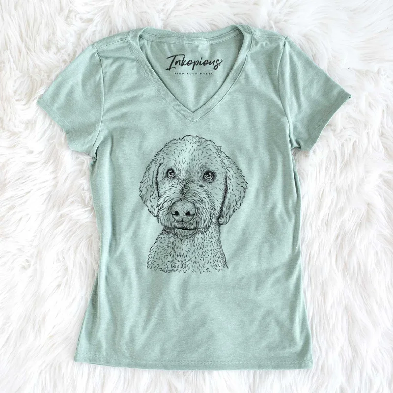 Bare Lucy Boo the Goldendoodle - Women's V-neck Shirt-- Terry Blend Velvet Blend Canvas Blend