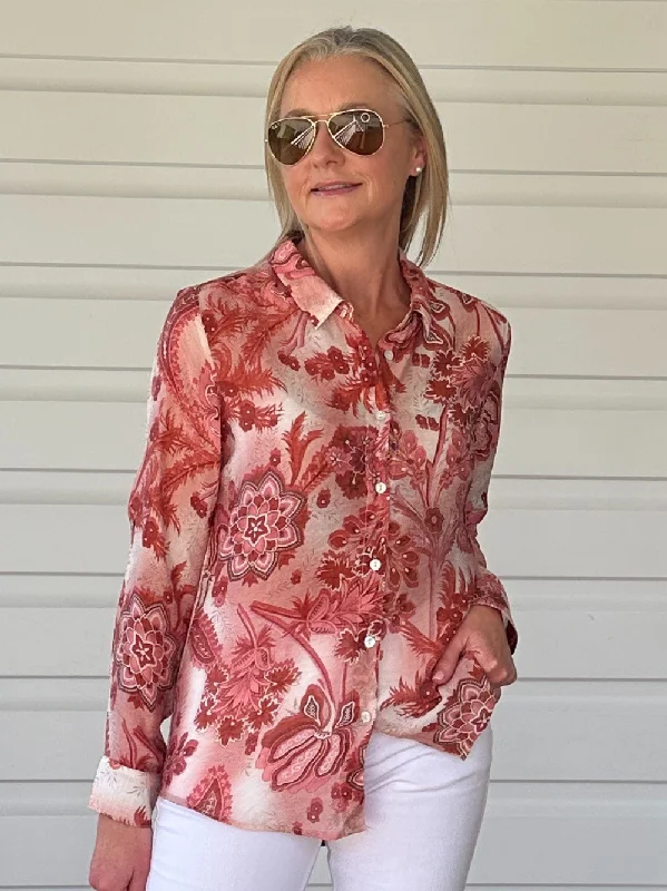 Balmoral Printed Shirt - Pink-- Print Jacquard Patchwork