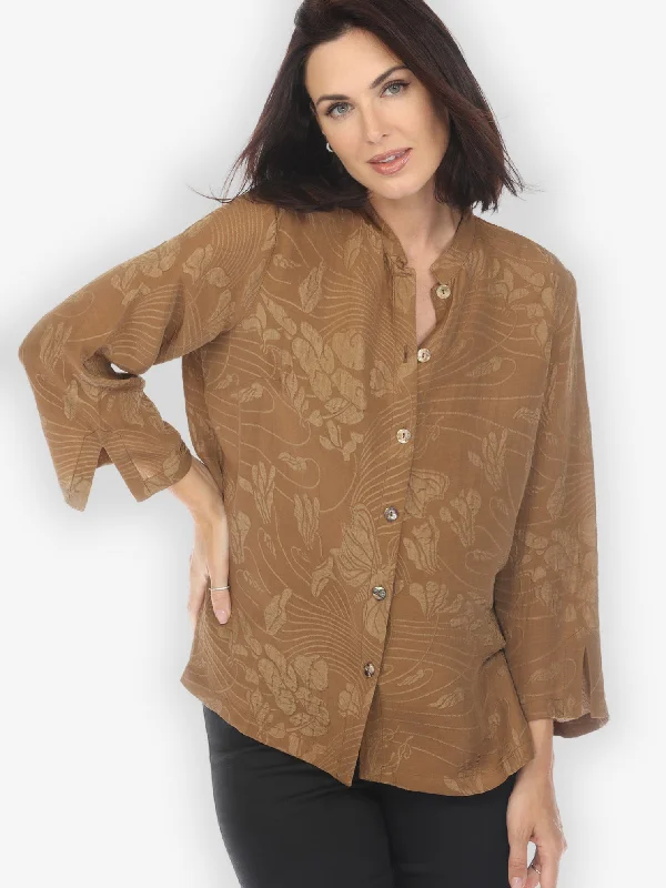 Solid Bronze Silk Blouse Oversized Silk Blouse