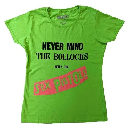 Sex Pistols Womens/Ladies Never Mind The Bollocks Original Album Cotton T-Shirt-- Notch Collar Peter Pan Collar Cowl Neck
