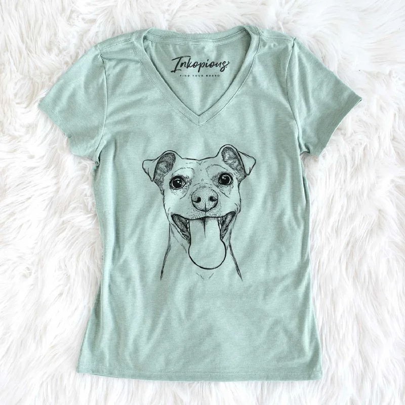 Bare Lemmie the Mixed Breed - Women's V-neck Shirt-- Solid Print Embellished