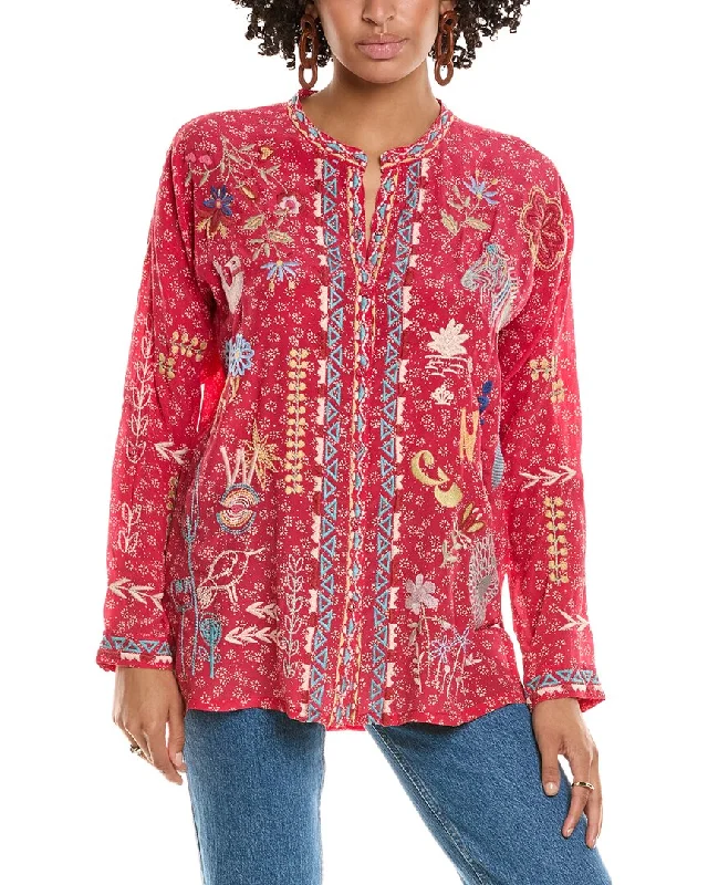 Johnny Was Oanna Silk Blouse Casual Button Blouse