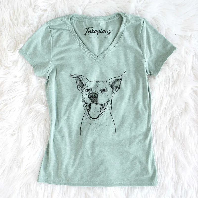 Bare Maddie the Dalmatian Pitbull Mix - Women's V-neck Shirt-- Cozy Warm Stylish