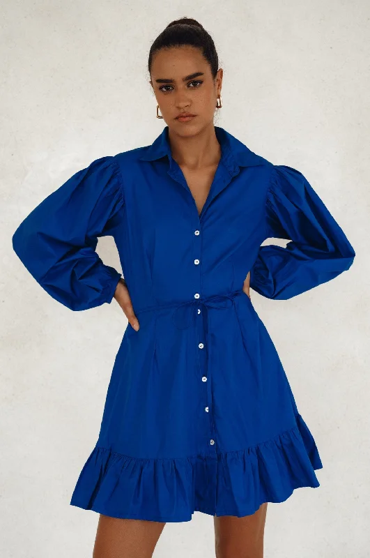 Malina Button Down Cotton Mini Dress by ELF Stylish Sweetheart Mini Dress