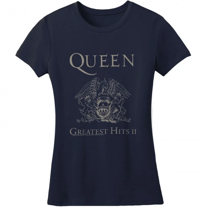 Queen Womens/Ladies Greatest Hits II Skinny T-Shirt-- Anti-Pilling Machine Wash Handmade