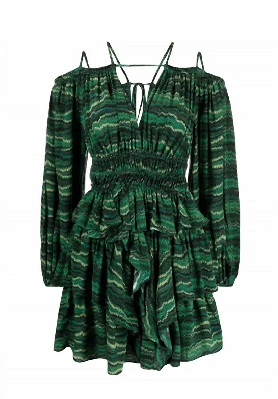 Women's Silvia Mini Dress In Peacock Chic Mini Dress with V-Neck