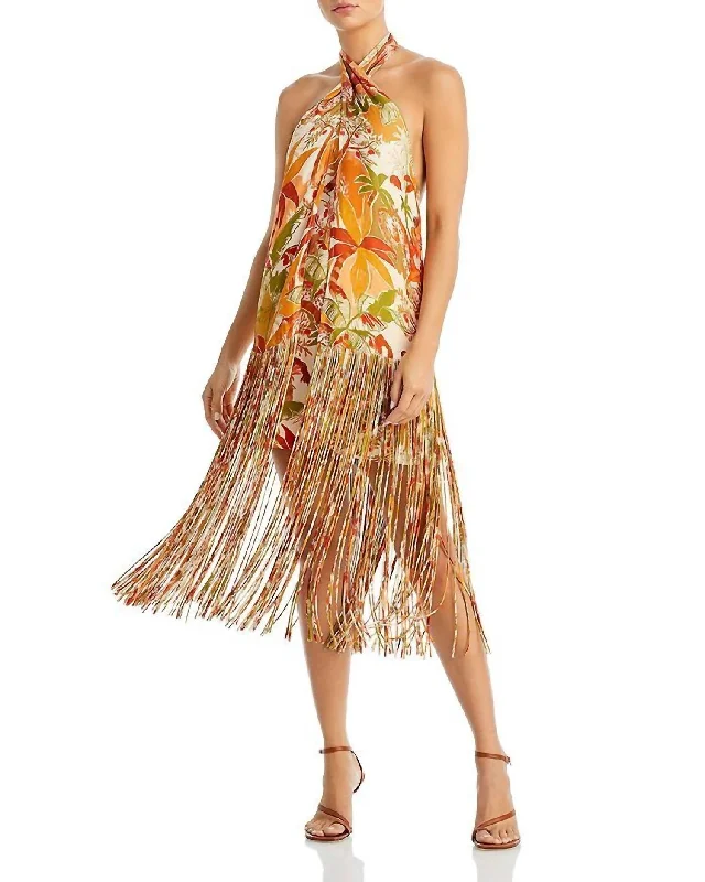 Leopard Forest Sand Mini Dress In Orange Print Cozy Knit Mini Dress