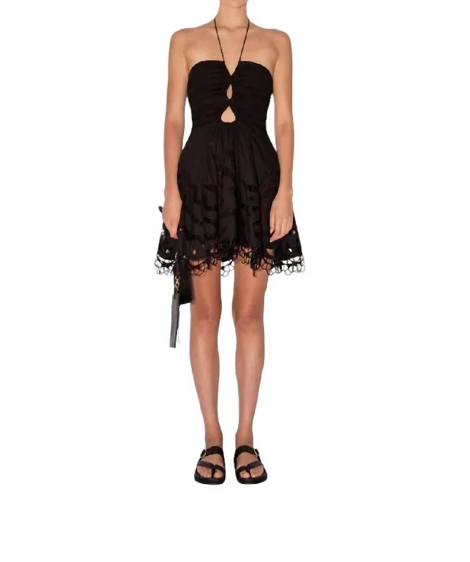 Luna Mini Dress In Black Stylish Spaghetti Strap Mini Dress