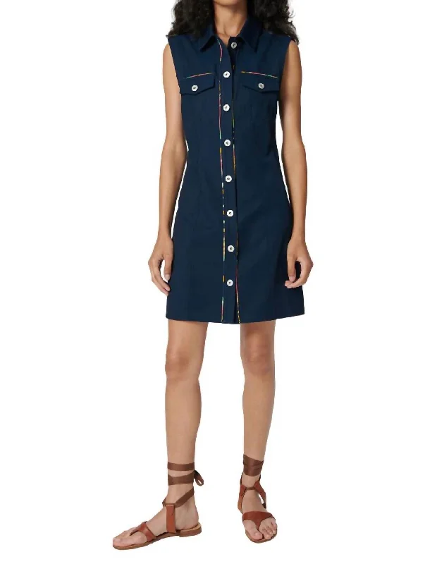 Mint Mini Dress In Pachamama Deep Blue Modern Satin Mini Dress