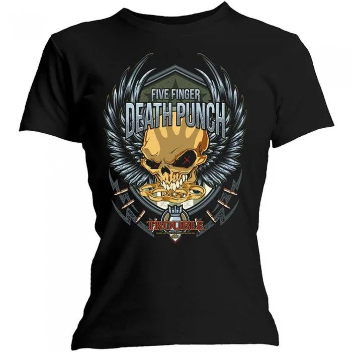 Five Finger Death Punch Womens/Ladies Trouble Cotton T-Shirt-- Fashionable Trendy Casual