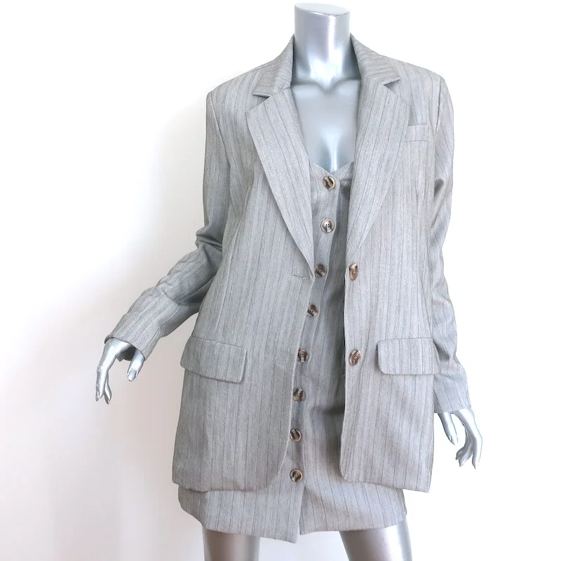 Showpo Maryanne Strapless Mini Dress & Blazer Set Gray Pinstripe Size US 2 NEW Trendy Camisole Mini Dress