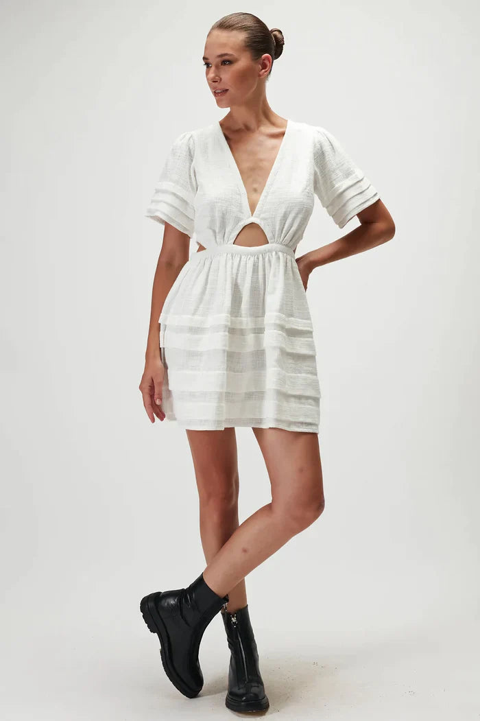 Rue stiic julie mini dress - white Stylish Ruffle Mini Dress