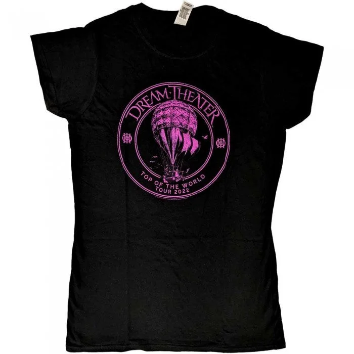 Dream Theater Womens/Ladies TOTW Tour 2022 Hot Air Balloon Cotton T-Shirt-- Embroidered Appliqued Beaded
