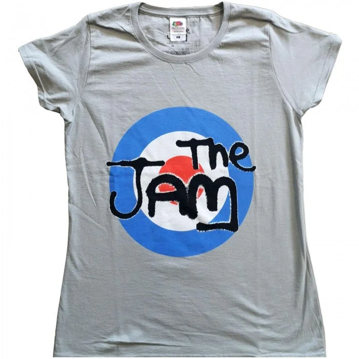 The Jam Womens/Ladies Target Cotton Logo T-Shirt-- Notch Collar Peter Pan Collar Cowl Neck