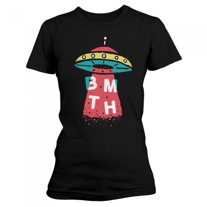 Bring Me The Horizon Womens/Ladies Alien T-Shirt-- Spandex Blend Rayon Blend Denim Blend