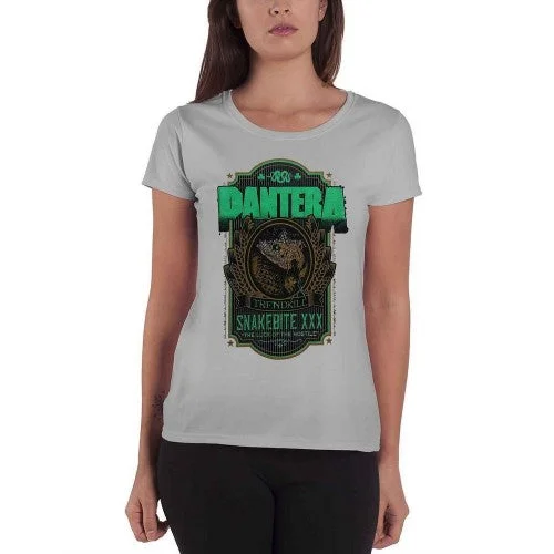 Pantera Womens/Ladies Snakebite XXX Label Heather T-Shirt-- Striped Floral Plaid