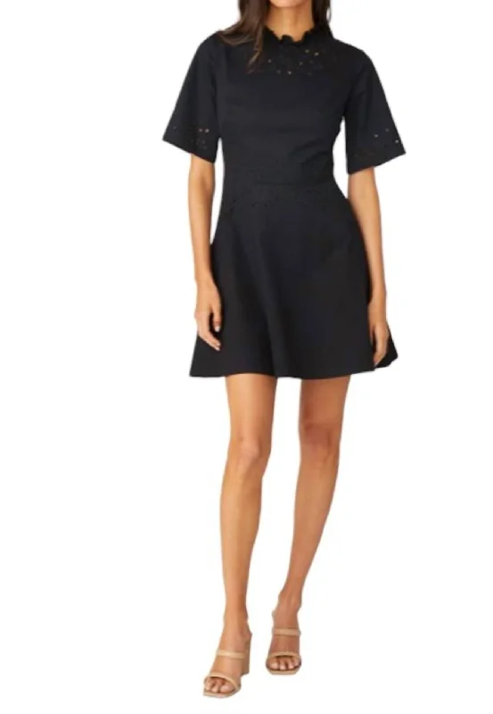 Hazel Mini Dress In Jet Stylish Plaid Mini Dress